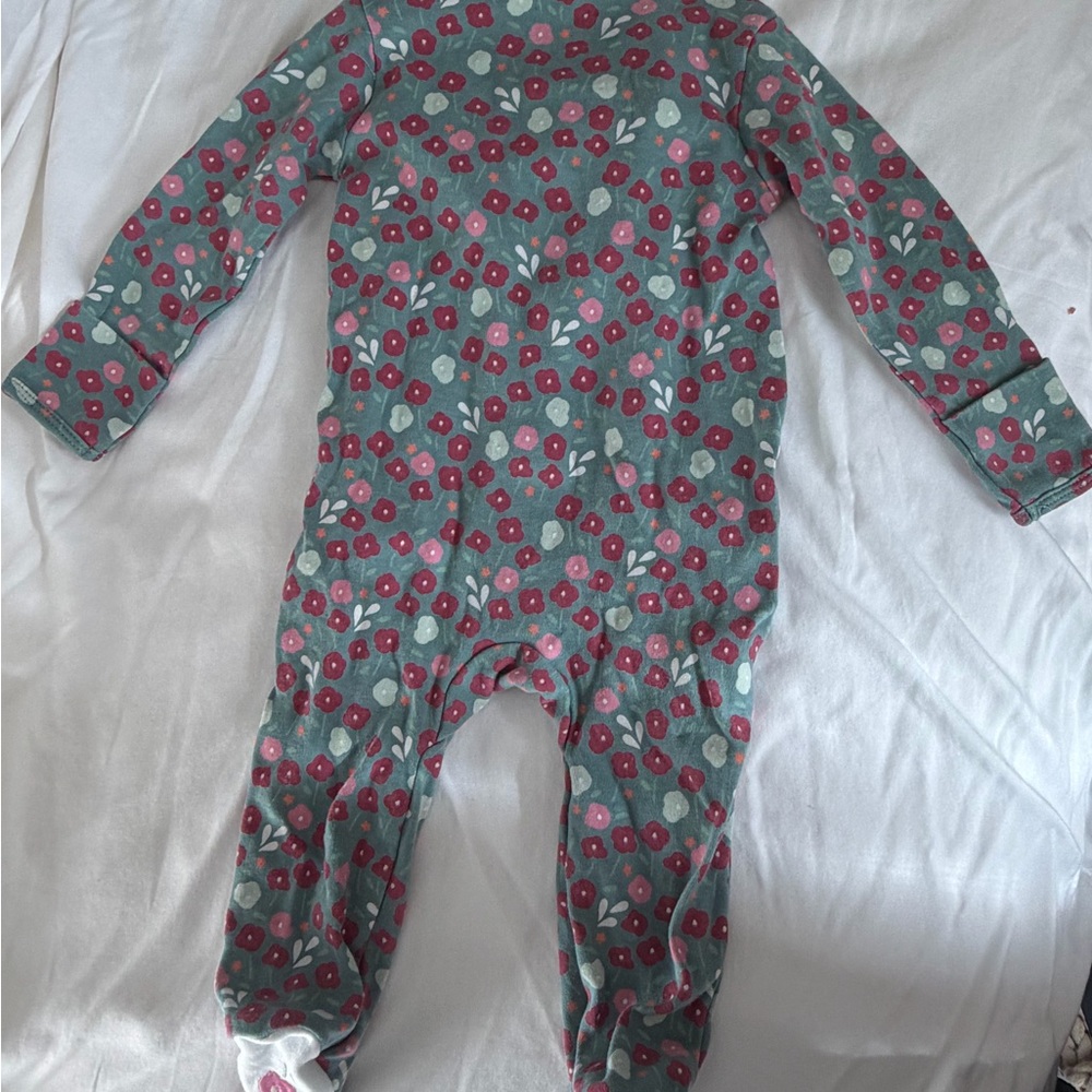 Magnetic Me Pink and Green Floral Footie